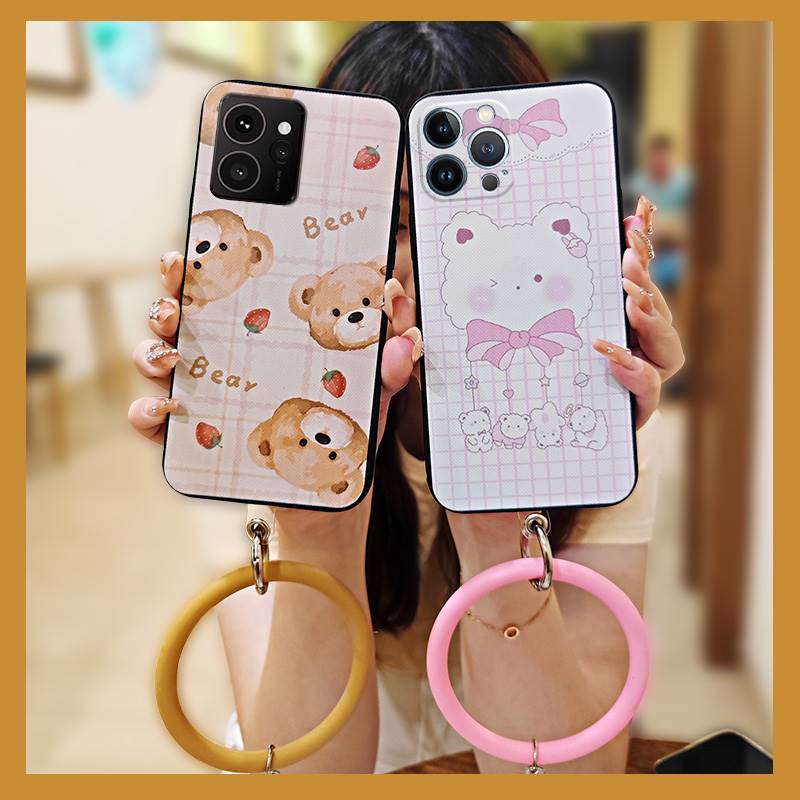 Waterproof Anti-knock Phone Case For Nokia HMD Skyline Ring Cute Back Cover Bracelet Solid Color Soft Case Youth Cartoon