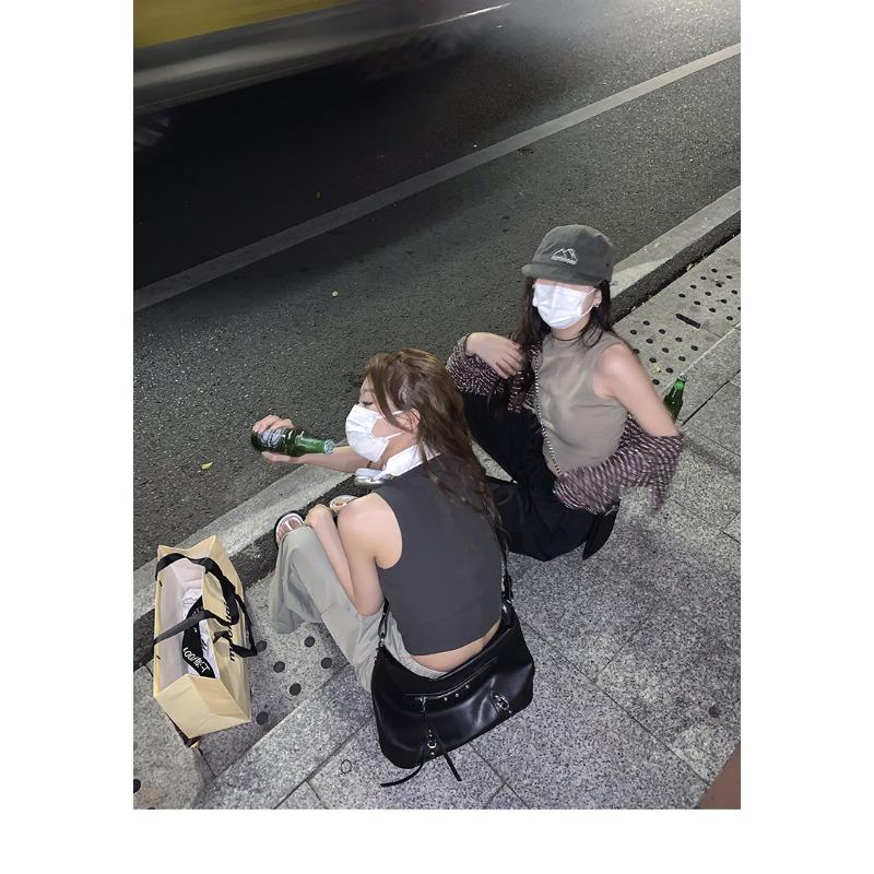 Sport-Baumwoll-Camisole mit integriertem BH, einfarbig gestricktes ärmelloses Top für Damen