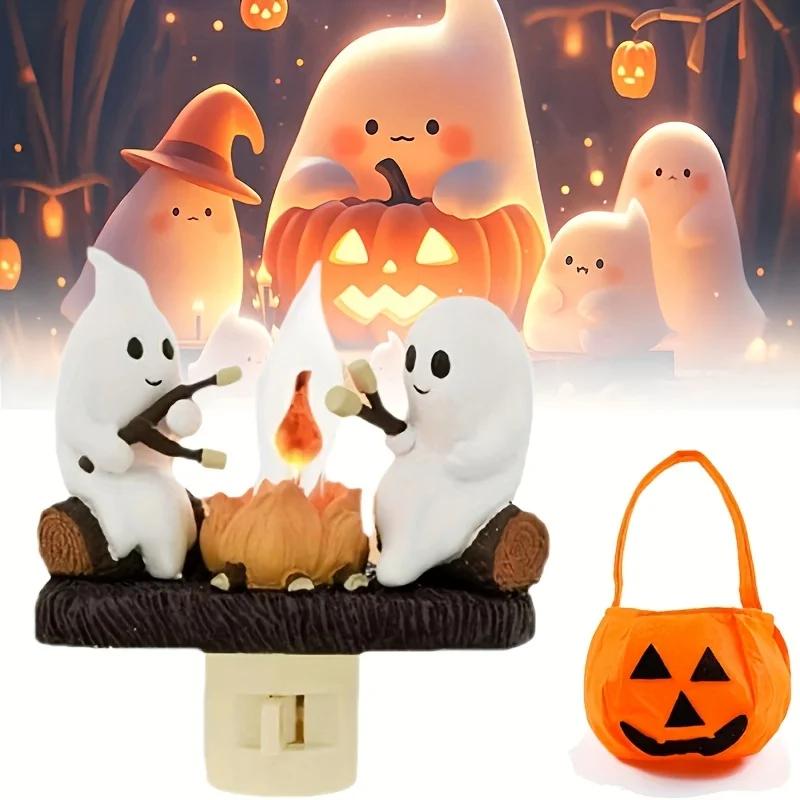 110V 220V Halloween Ghost Bonfire twinkling night light, 3D LED campfire night light,Halloween interior cute decoration