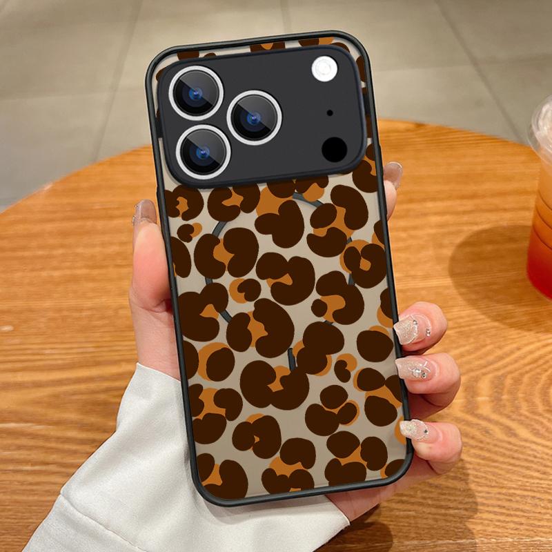 Milk Cow Leopard Pattern Magnetic Phone Case For iPhone 17 16 Pro 15 14 13 Pro Max 17e For Magsafe Wireless Charge TPU PC Cover
