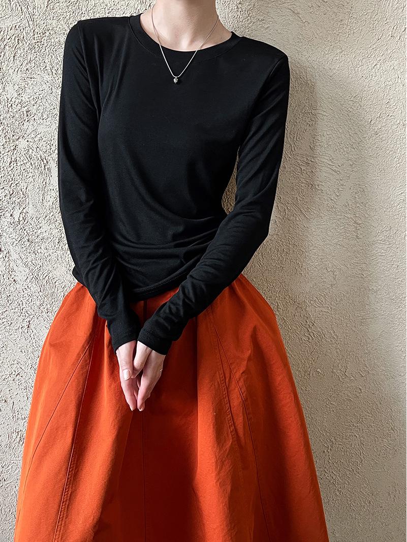 

Luxi Women s Soft Slim Solid Color Long Sleeve Round Neck Casual Top M