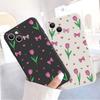 Ins Style Women's Tulip Mobile Phone Case Is Suitable for Apple 17Pro Straight Edge Soft Case Iphone16 Mobile Phone Case.