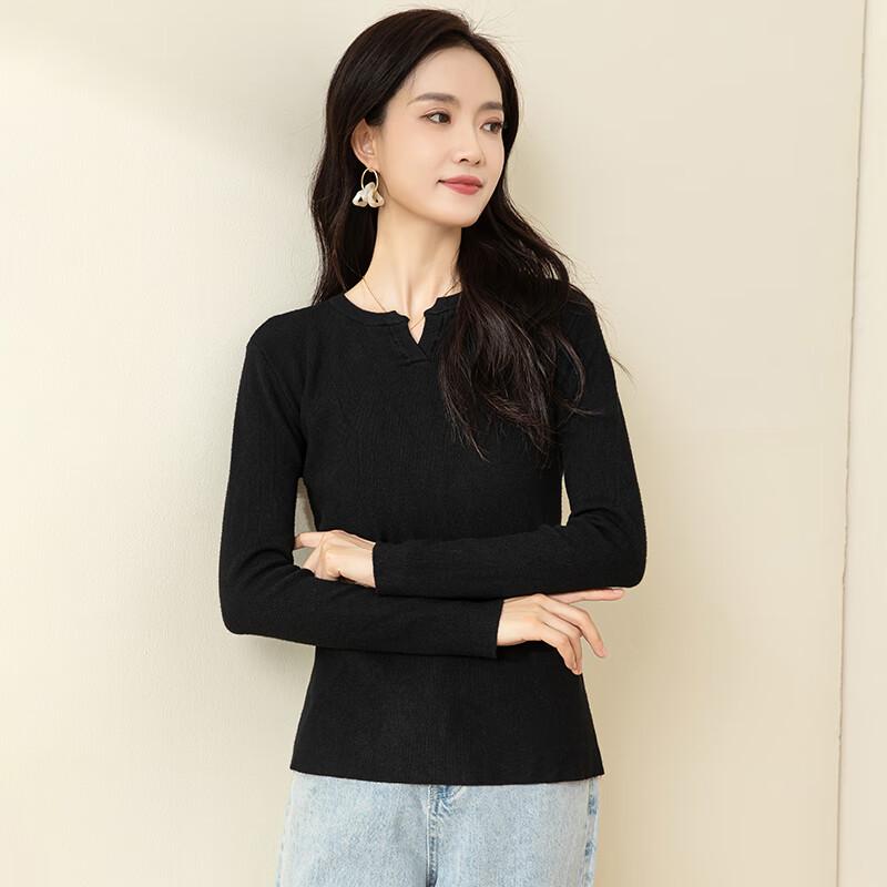 YUZHAOLIN Women's V-Neck Long-Sleeve Knit Top