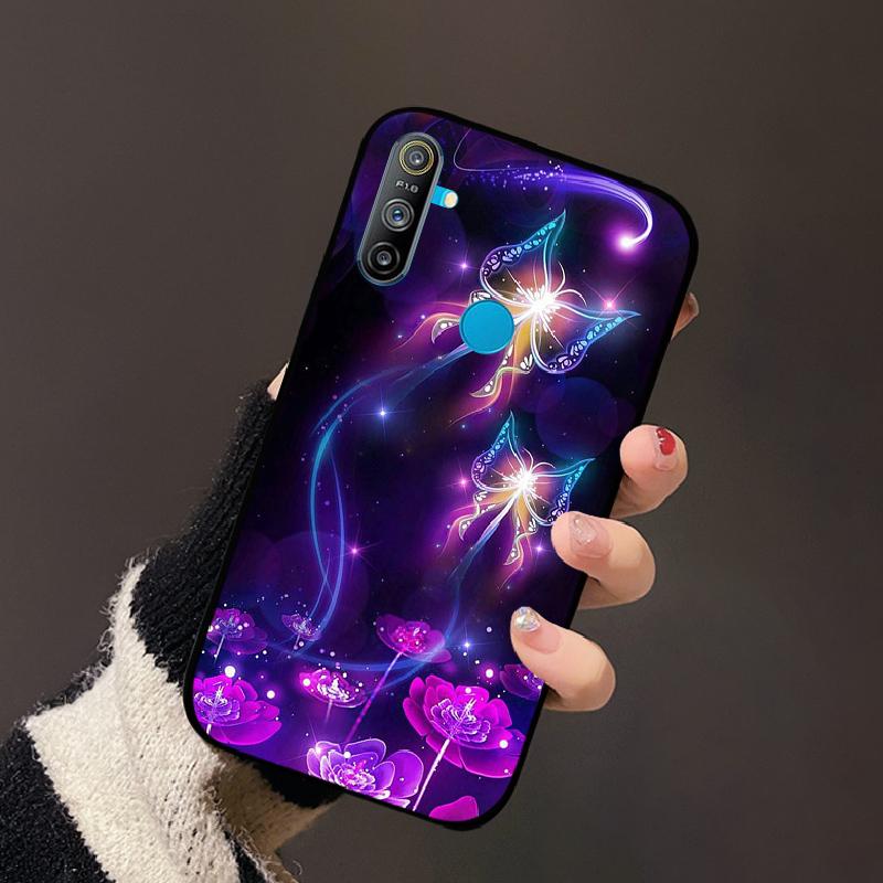 For Realme C3 4G Case Luxury Black Soft Silicone TPU Cover Shockproof Bumper For Oppo Realme C 3 RMX2021 Phone Protective Fundas