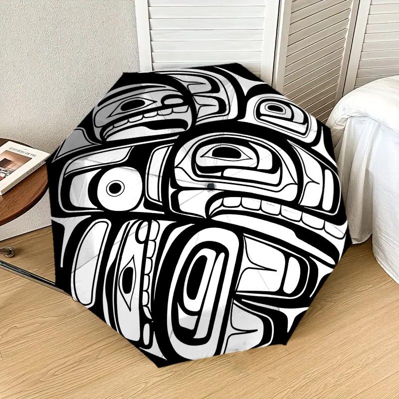 Native American Totem Pole Inspired Umbrella: A Unique Blend of Art and Functionality - Perfect for Outdoor Adventures, Travel Essentials 045