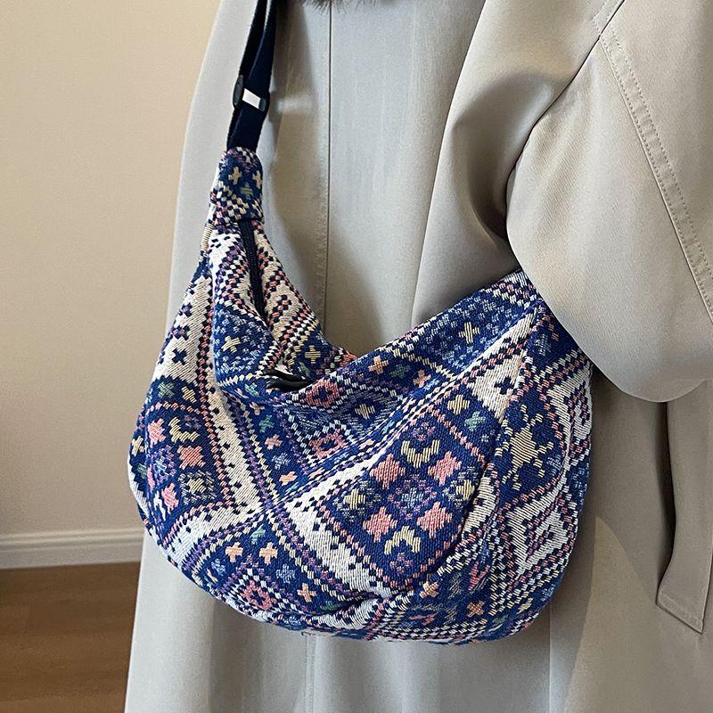 Ethnic-style Canvas Bags for Women Trendy and Fashionable Crossbody Bags for Women Ins-style Niche Dumpling-shaped Bags