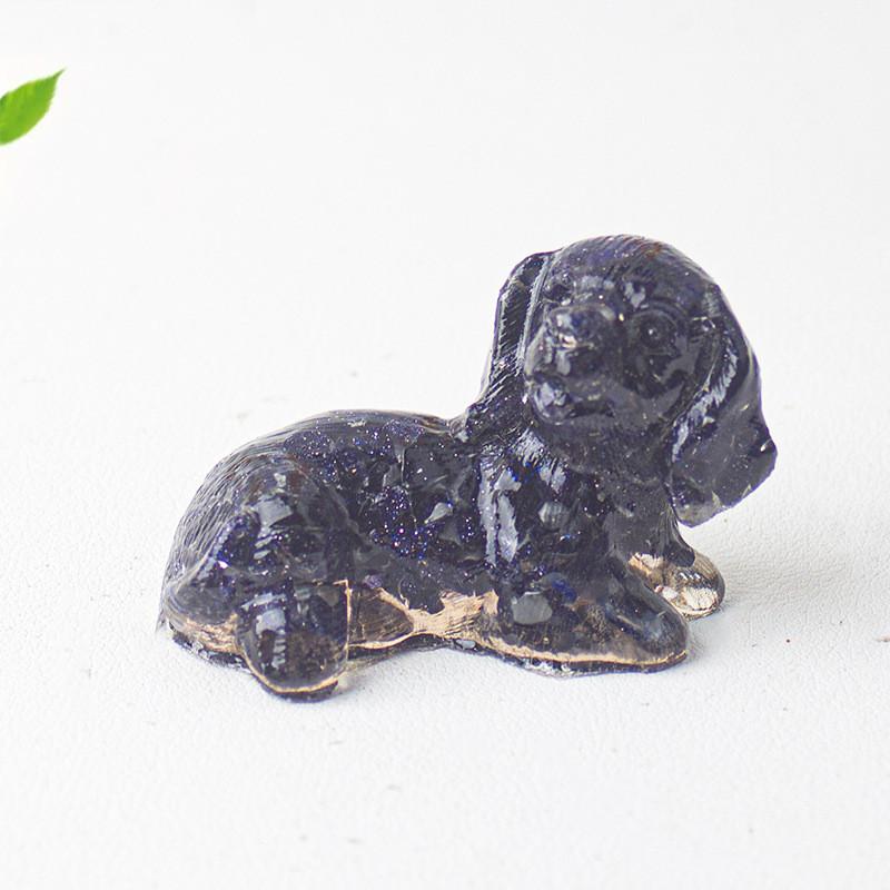 Crystal Resin Dog Face Decor With Natural Gemstone For Office And Home Tabletop Gift