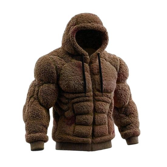 Męska bluza z kapturem na mięśnie Realistyczny nadruk 3D Bluza wciągana Mięśniowa Ciepła Puszysta Bluza z kapturem na imprezę Ubrania uliczne