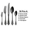 24/30Pieces Gold Cutlery Set Stainless Steel Vintage Western Dinnerware Luxury Tableware Engraving Forks Knive Spoons Sliverware