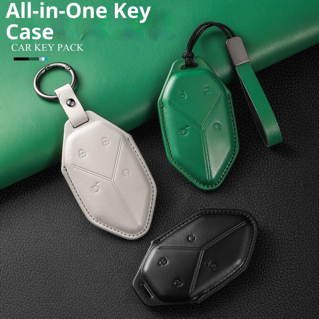 Genuine Leather Car Key Case Cover Key Bag For BYD DM-I Formula Leopard 5 8 2024 2023 Protect Set Car Accessories