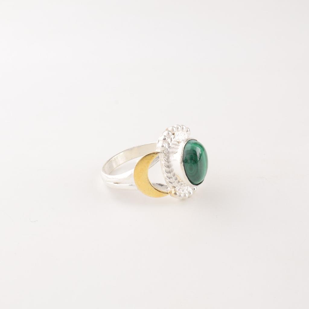 Natural Malachite Gemstone 925 Stamped Silver Handmade Ring Fashionable Jewelry RR-61-40