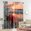 2pcs, 2D FLAT PRINTING Curtains (Without Rod) BeachRoseSunset Modern Curtains Digital Printed Versatile Fabric Curtains