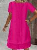 Spring/Summer Women's Casual Loose Short Sleeve Solid Color Layered Dress