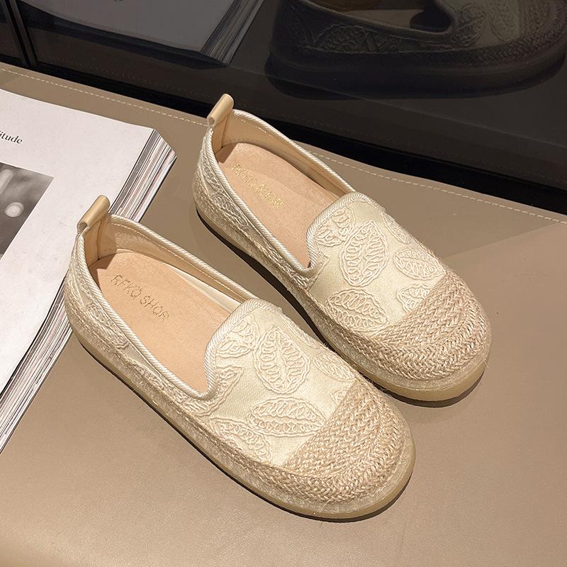 One-pedal Fisherman Shoes Women's Spring 2025 New Linen Woven Casual Versatile Flat-soled Cloth Shoes Children