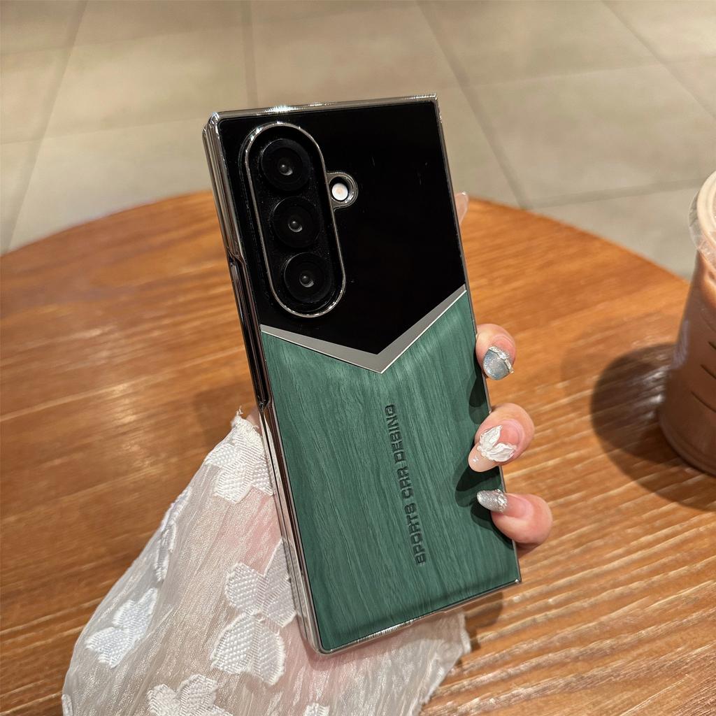 Applicable to Samsung folding screen ZFold1 electroplating mobile phone case creative wood grain splicing ZFOLD1/1/1 case film protection