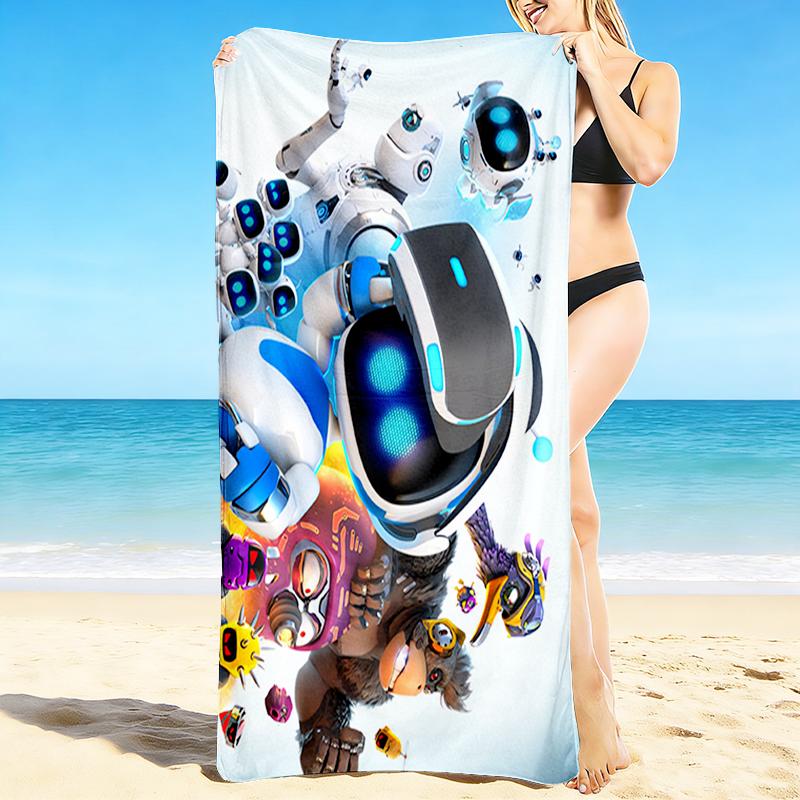 1Pc Robots Aliens Adventure Beach Towel, Quick Dry, Multi-Use for Beach Pool Gym Yoga Home Travel, Christmas, Halloween, Xmas Gift M928303