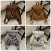 Unique Hooded Ears Backpack Bunny Ear High Capacity Cute Drawstring Daypack Trendy Retro Fashionable School Bag Casual Outing
