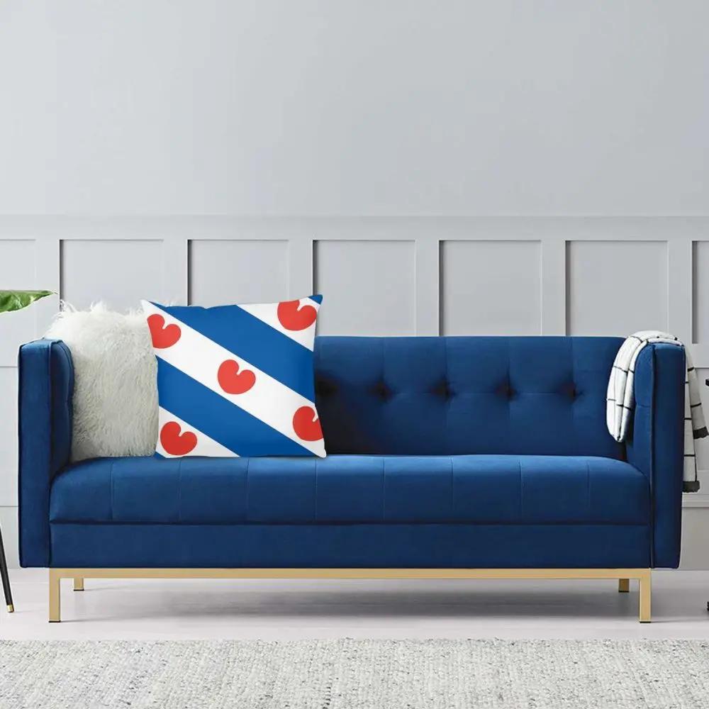 Friesland Flag Square Pillow Case Polyester Cushions for Sofa Netherlands Dutch Fashion Cushion Covers