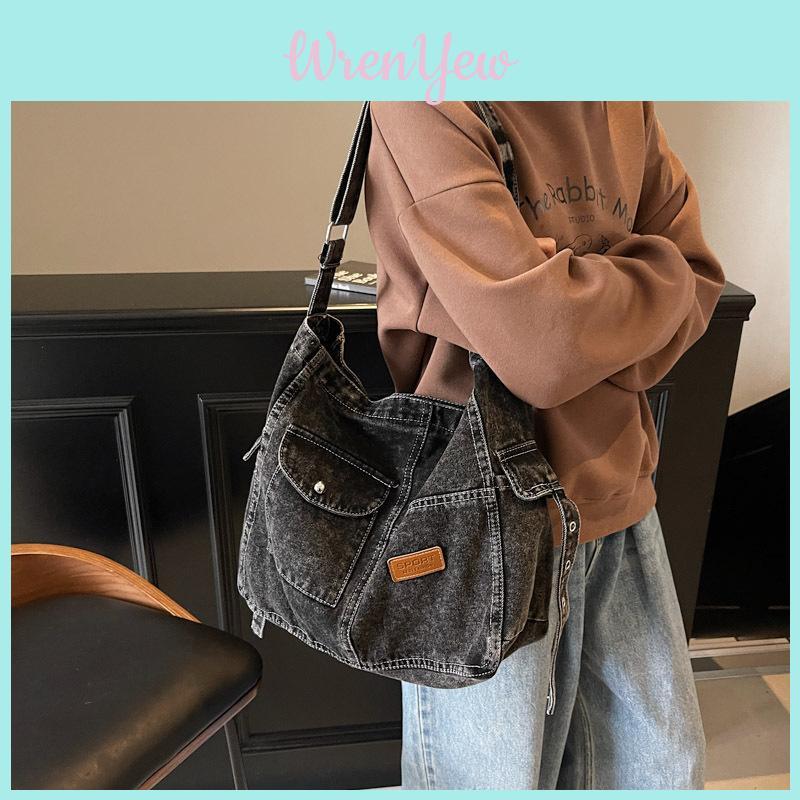 Street Style Denim Bag With Detail For Casual Daily Use