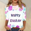 Round Neck 3D Rabbit Festival Printed Top Fashionable Casual Long Sleeved Women's T-shirts