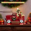 Decor Camion Roșu Vintage de Crăciun cu Lumini Albe Calde Intermitente - Stil Rustic de Fermă, Pickup Metalic cu Brad pentru Casă de Sărbători, Idee de Cadou Unică