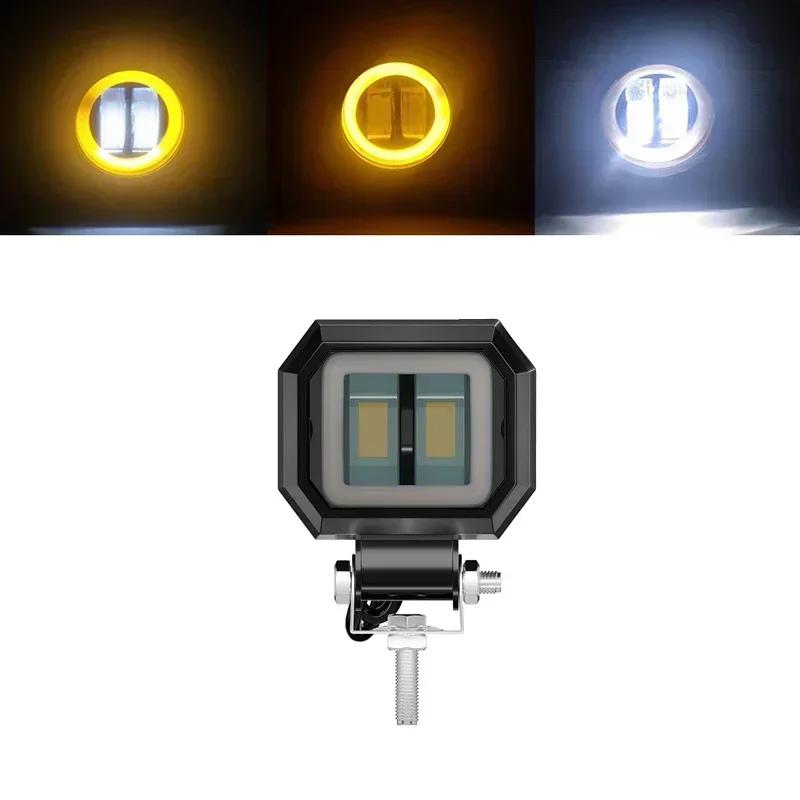 3 Inch 7D Lens LED Work Light Bar Square Car Headlight Halo For Motorcycle Jeeps ATV SUV 12V 24V Angel Eyes Driving Lights Amagi