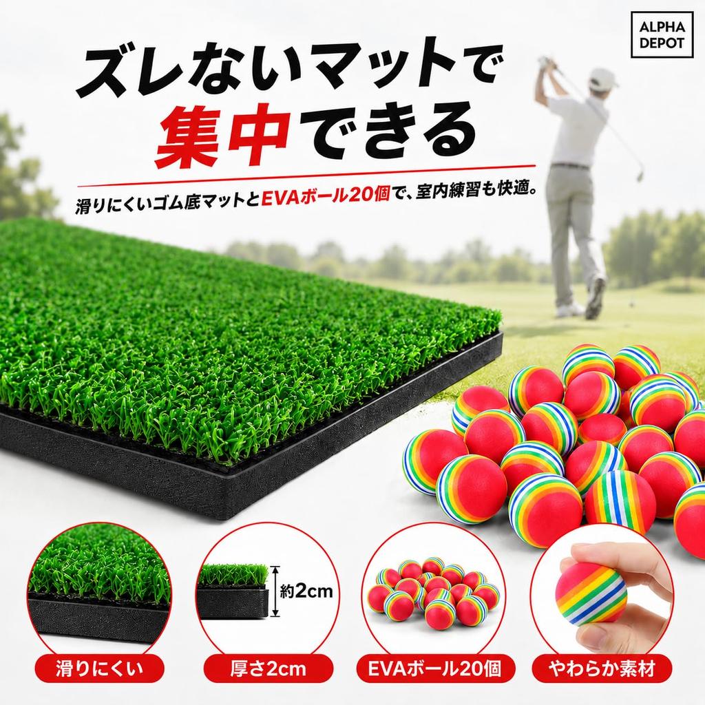 Alpha Depot Golf Practice Net Approach Set with Golf Mat and 20 EVA Balls, Foldable, IndoorOutdoor Use (Normal)