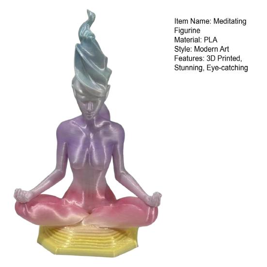 Meditierende Göttinnenstatue 3D-gedruckte sitzende Naturgöttin Skulptur Spirituelle Figur für Haus Zimmer Garten Dekoration