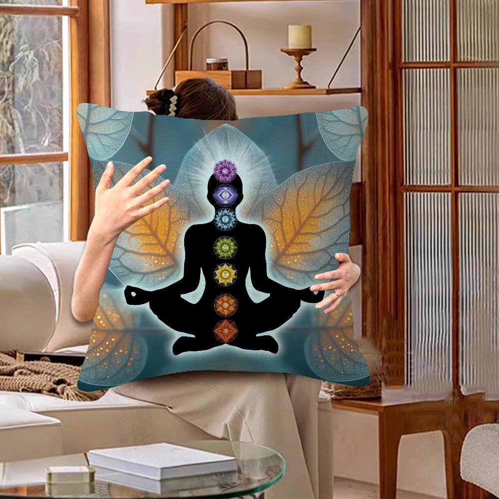Meditation Seven Chakra Pillow Gift Home Office Decoration Bedroom Sofa Car Cushion Cover Case 45X45