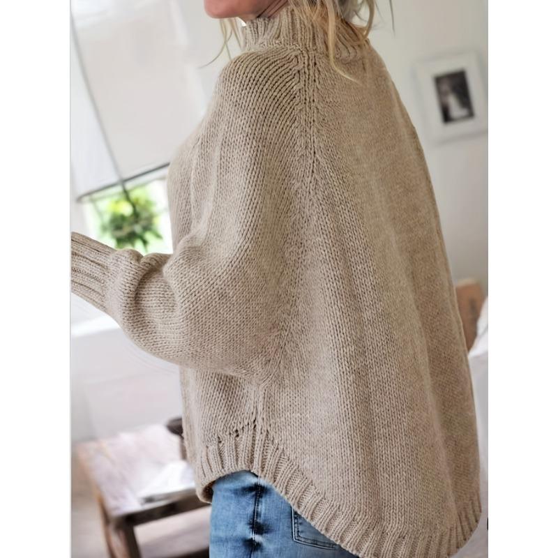 Women'S Vintage-Inspired Black Cable Sweater with High Neck, Loose Fit, Casual, Everyday Pullover, Vintage Sweater | Cable Pattern, Sweater Dress