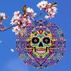 Colorful Skull Wind Chime – 360° Rotating Metal Outdoor Hanging Decor, Weather-Resistant Garden Art for Patio, Balcony & Courtyard – No Electricity
