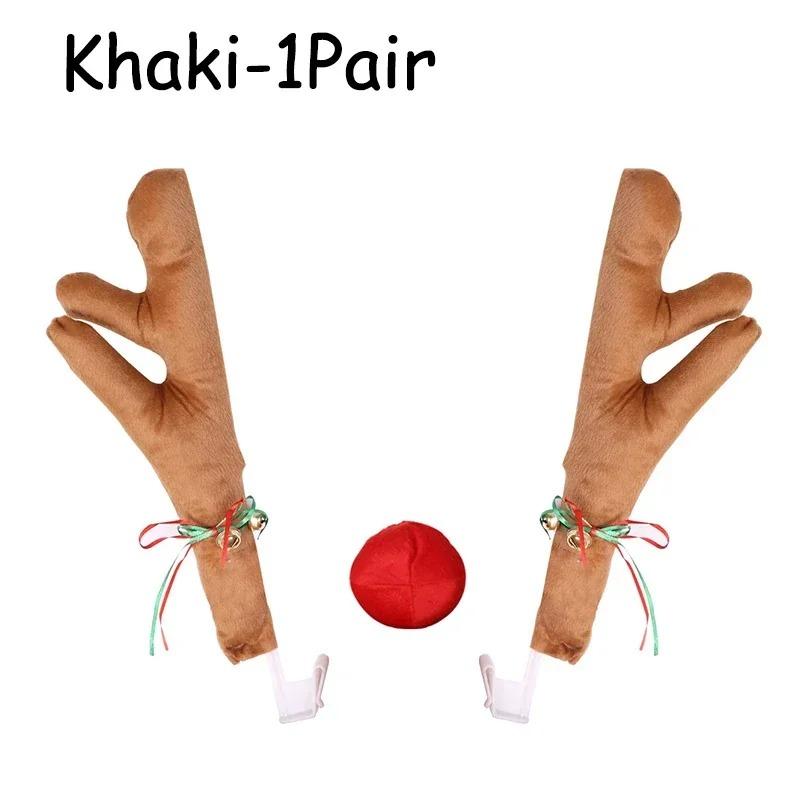 Car Motorcycle Merry Christmas Decor Helmet Protective Full Face Cover Rearview Mirror Trim Santa Claus Reindeer Antlers Bell