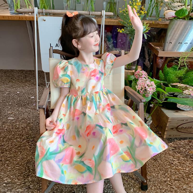 Disney 2025 Girls  Floral Print Summer Dress PBZPL3057
