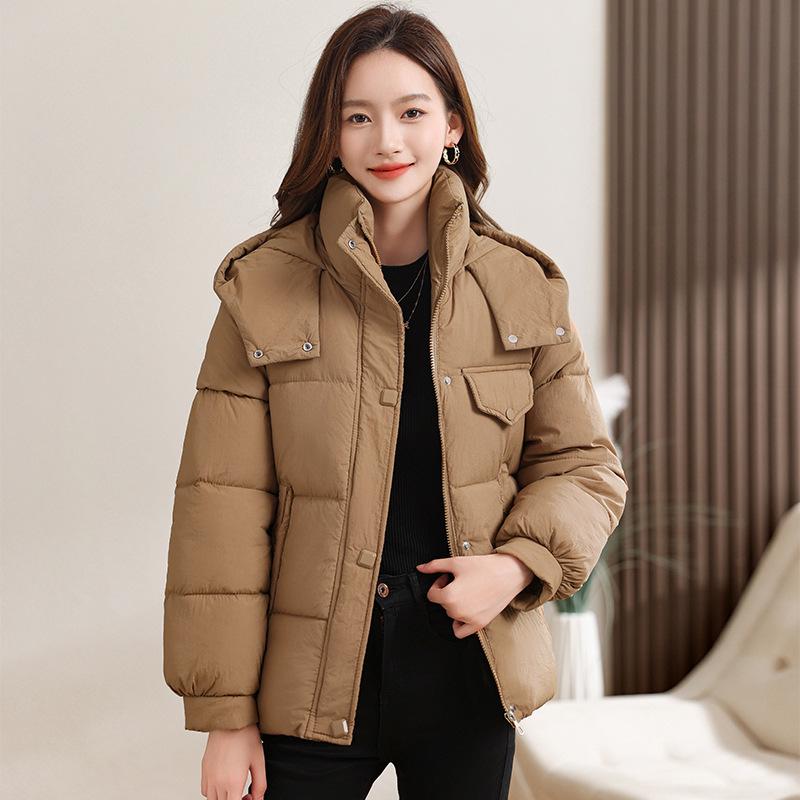 Down Cotton Jacket for Women Short Loose Hooded New Fashionable Thickened Cotton Jacket for Winter Versatile Hooded Cotton Jacket