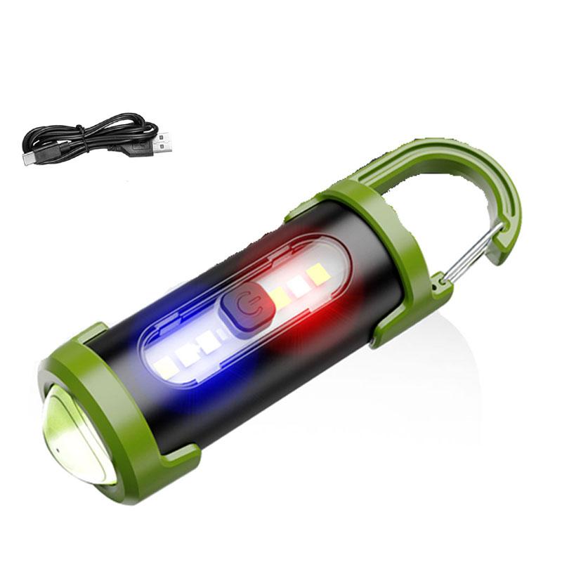 Mini Portable Keychain Flashlight Multifunction COB Work Light 4 Modes Emergency Rechargeable Light for Walking Searching Hiking