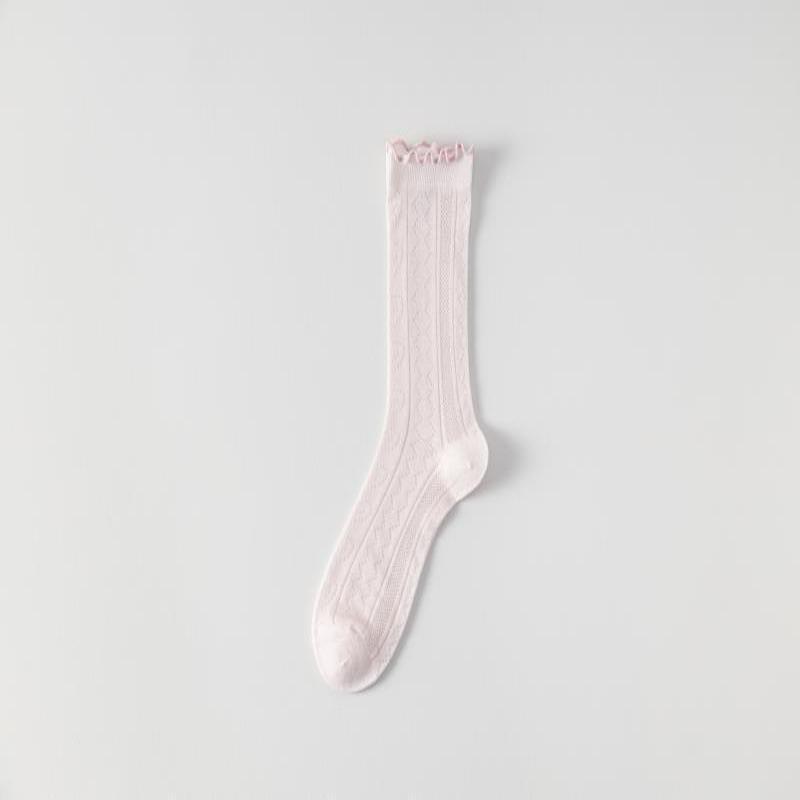 Women's Mulberry Silk Ruffle Lace Mid-Calf Summer Socks - Cool, Breathable, Thin Postpartum Comfort
