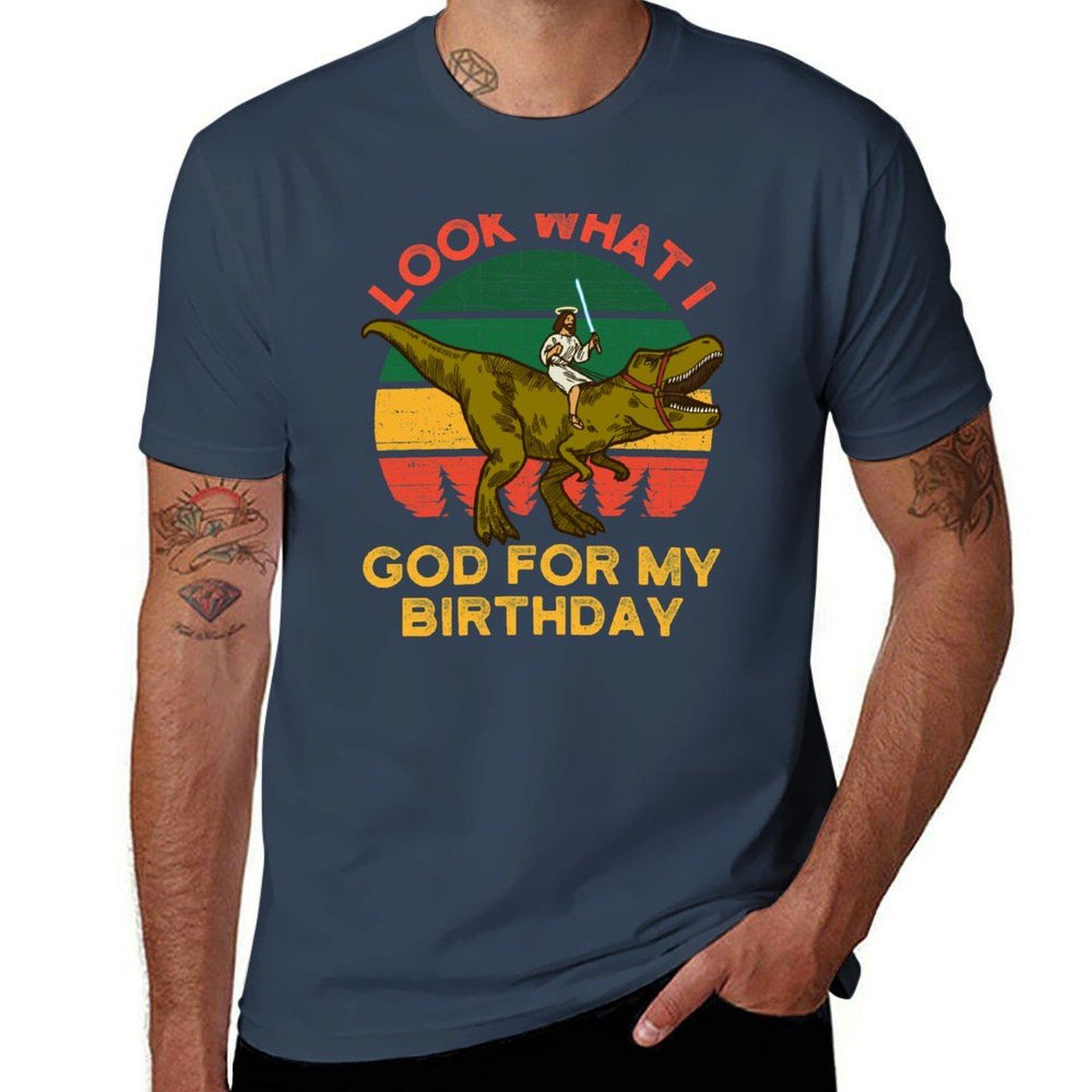 Funny Christmas Jesus Riding A T Rex Dinosaur Christian Humor TShirt All Match Basic Short Sleeve Top S