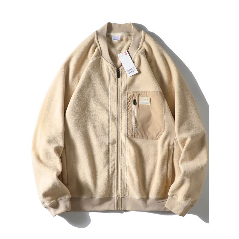 American Double-Sided Polar Fleece Jacket Men's Fall/Winter Baseball Uniform Export Cardigan Outdoor Fleece Coat Liner Jacket