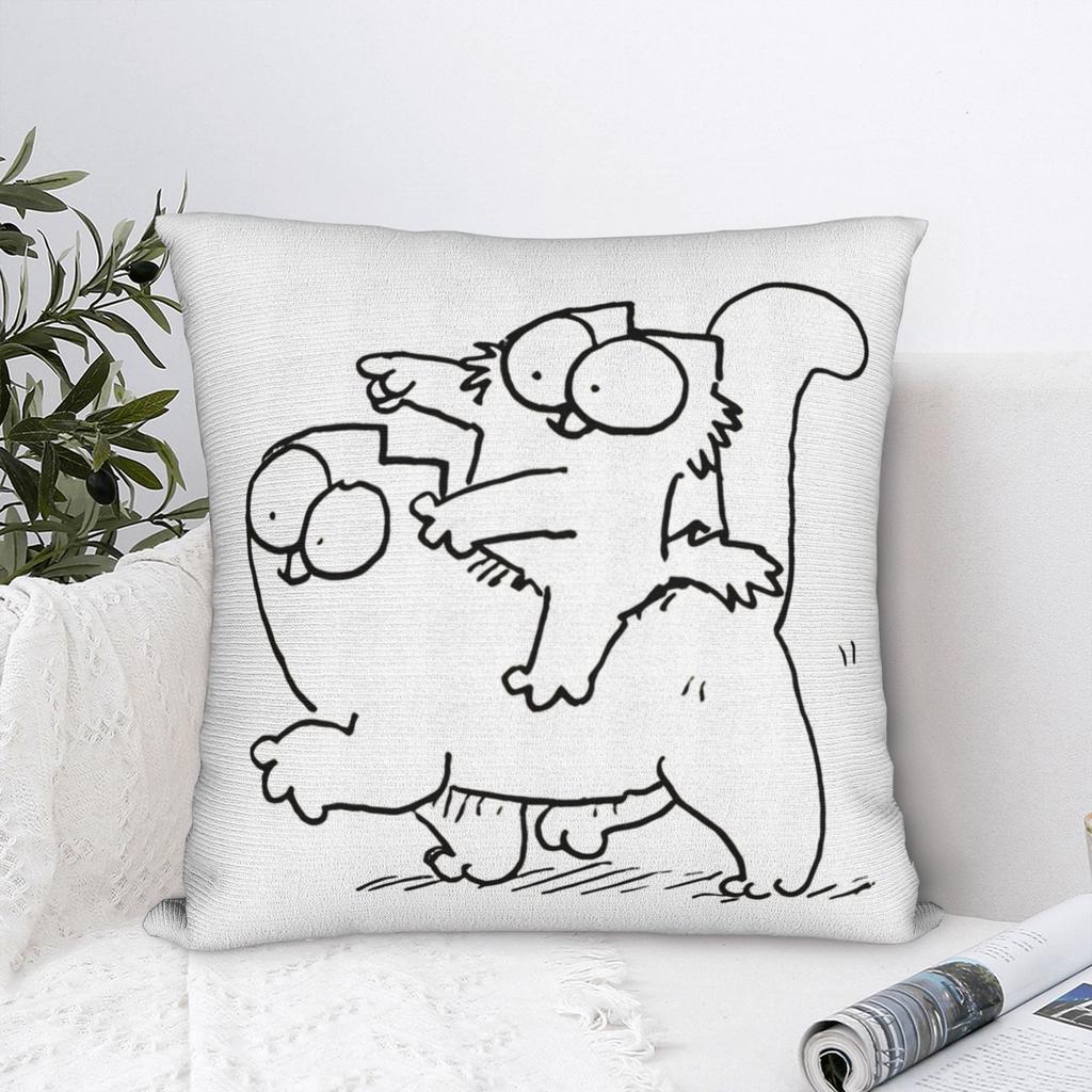 Federa per Cuscino Gatto S-Simon Poliestere Copricuscino Decorazione Copricuscino Gatto Cartone Animato Casa Quadrato 45*45cm
