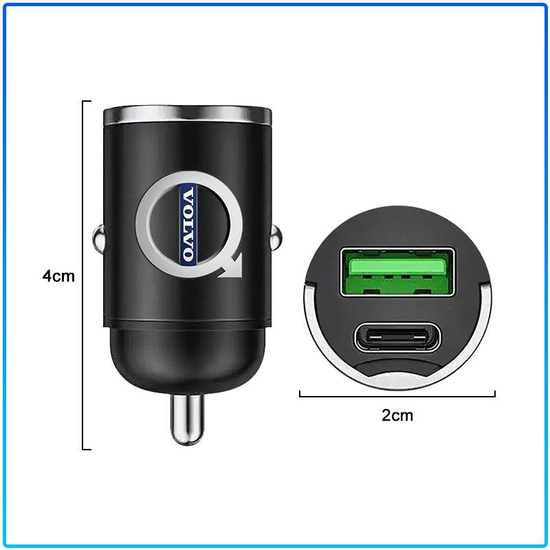 Mini Car Charger 12-24V Lighter Fast Charging Car USB Type C Charger For Volvo XC60 XC90 S60 S80 S40 V40 V60 V70 V50 XC70
