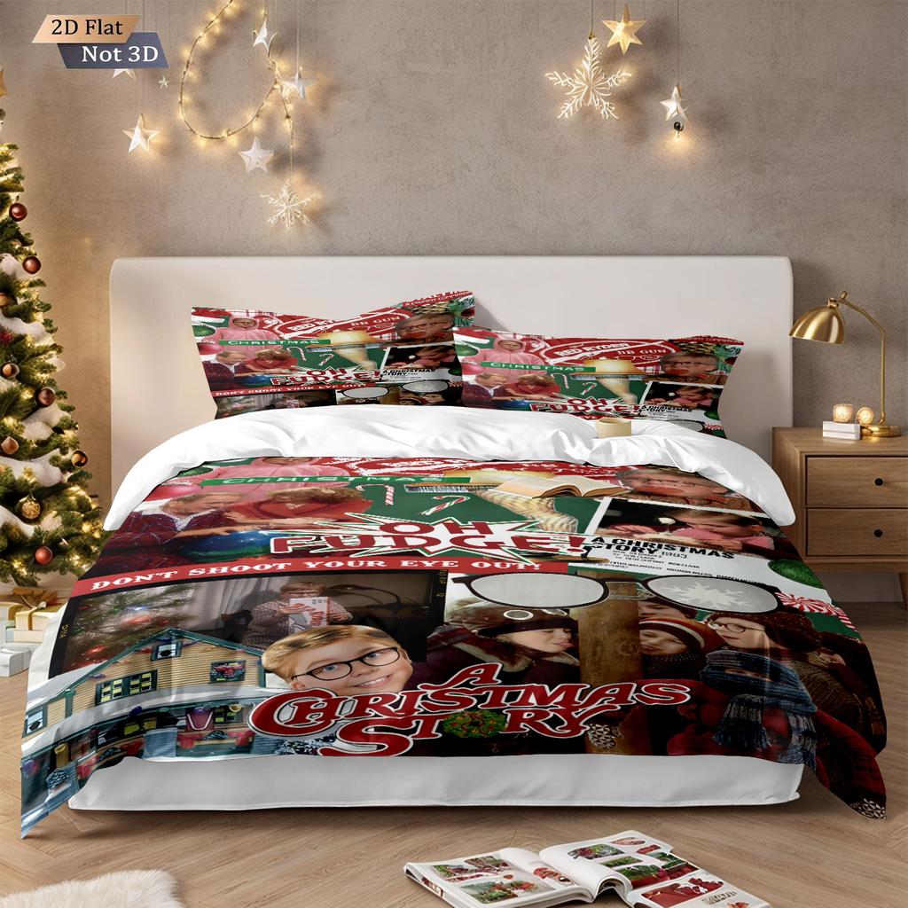 3pcs Christmas ALONE HOME Printing coreless Bedding Set Multi Size Bedrooms Dormitory Soft and Comfortable Machine Washable