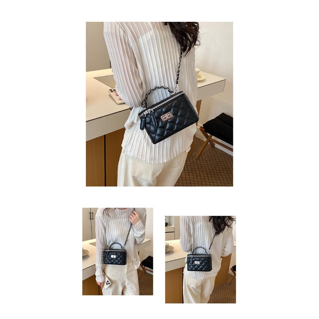Crossbody Bag Women PU Quilted Chain Strap Daily Commute