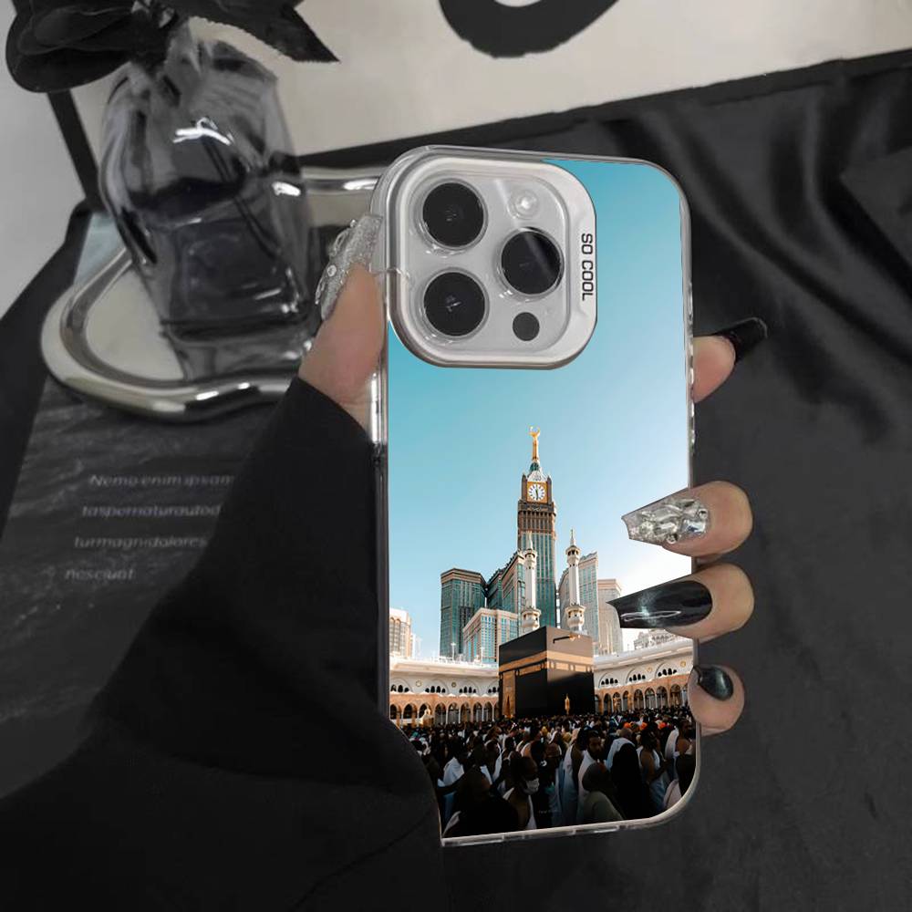 Pilgrims IN Mecca Cover For iPhone 17,16,15,14,13,12,11,Mini,Pro,E,SE4,XS,MAX White Shockproof Candy Matte Cover