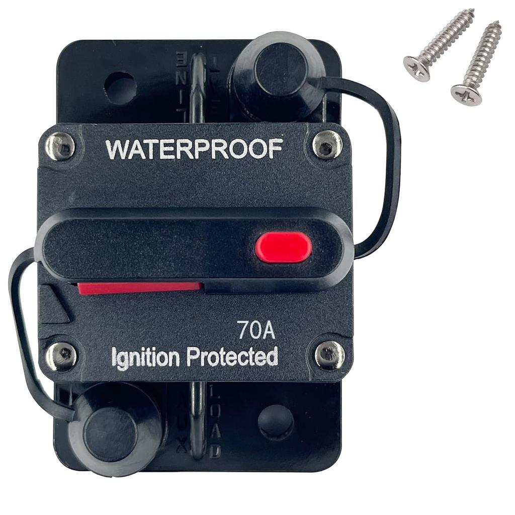 20 Ampere Sicherungsautomat 12V - 48V DC mit manuell zurücksetzbarem Schalterknopf für Boot Trolling-Motor Marine ATV Anhänger Fahrzeuge Stereo Audio Elektronisch