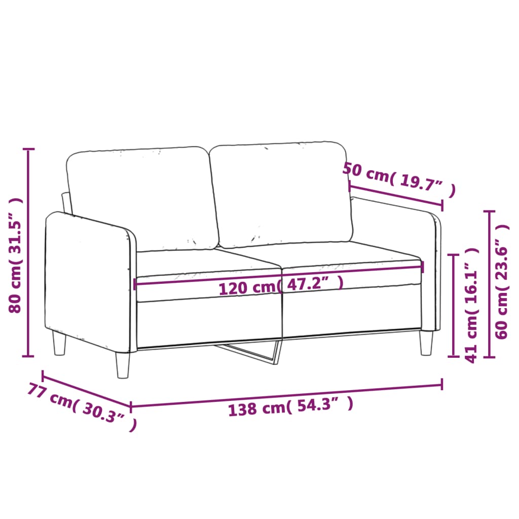 Vidaxl Sofá de 2 Lugares, Creme, 120 Cm, Estofado em Tecido