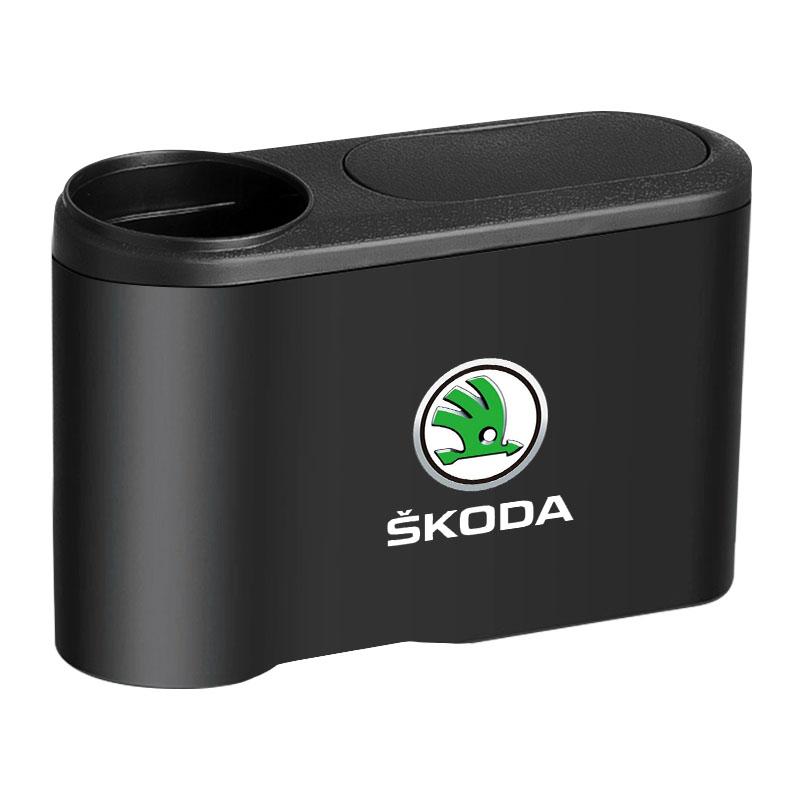 Trash Can Auto Emblem Garbage Box Bin Storage Car Accessories For Skoda Octavia Superb Rapid Kodiaq Karoq Fabia Kamiq Roomster Citigo