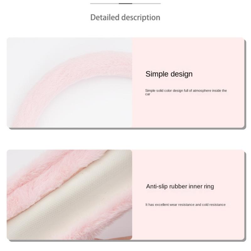 Imitation rabbit hair car steering wheel cover plush warm non-slip car steering wheel handle cover winter car interior supplies