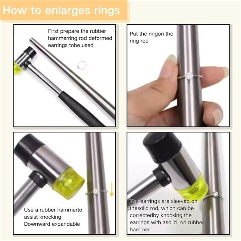 Ring Measurer And Ring Sizer For Ring Enlargement Repair Can Be Hammered Solid Ring Mandrel And Jewelry Rubber Mallet