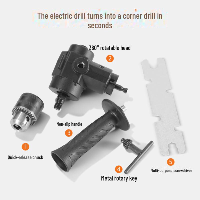 

Багатофункціональний електричний ручний та ударний дриль під кутом 90 градусів з універсальною бітою-викруткою corner cutter