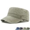 Men's Flat Top Cotton Military Cap, Outdoor Sunshade Trucker Hat, Adjustable Captain Cap for Summer Casual Wear